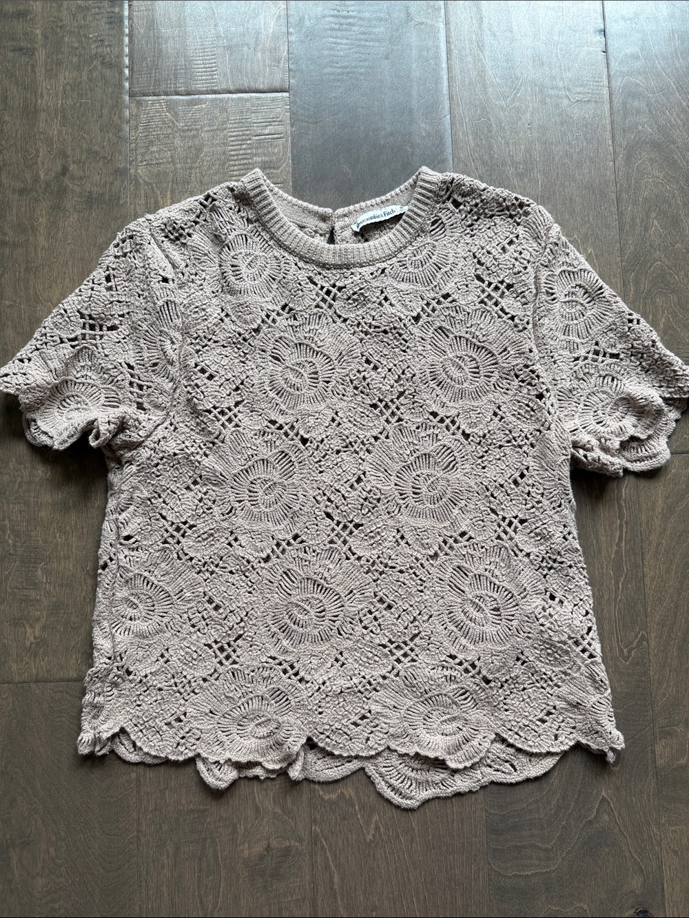 Abercrombie & Fitch Crochet Lace Short Sleeve Top - Taupe
